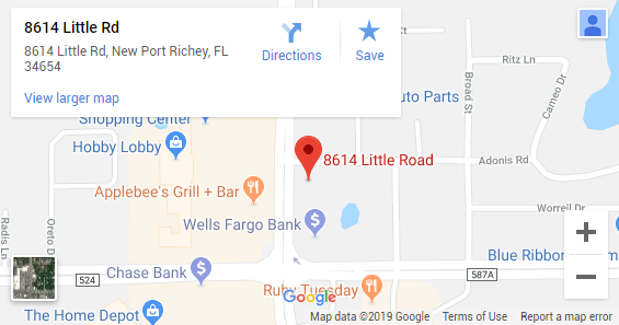 New Port Richey FL Chiropractic Map